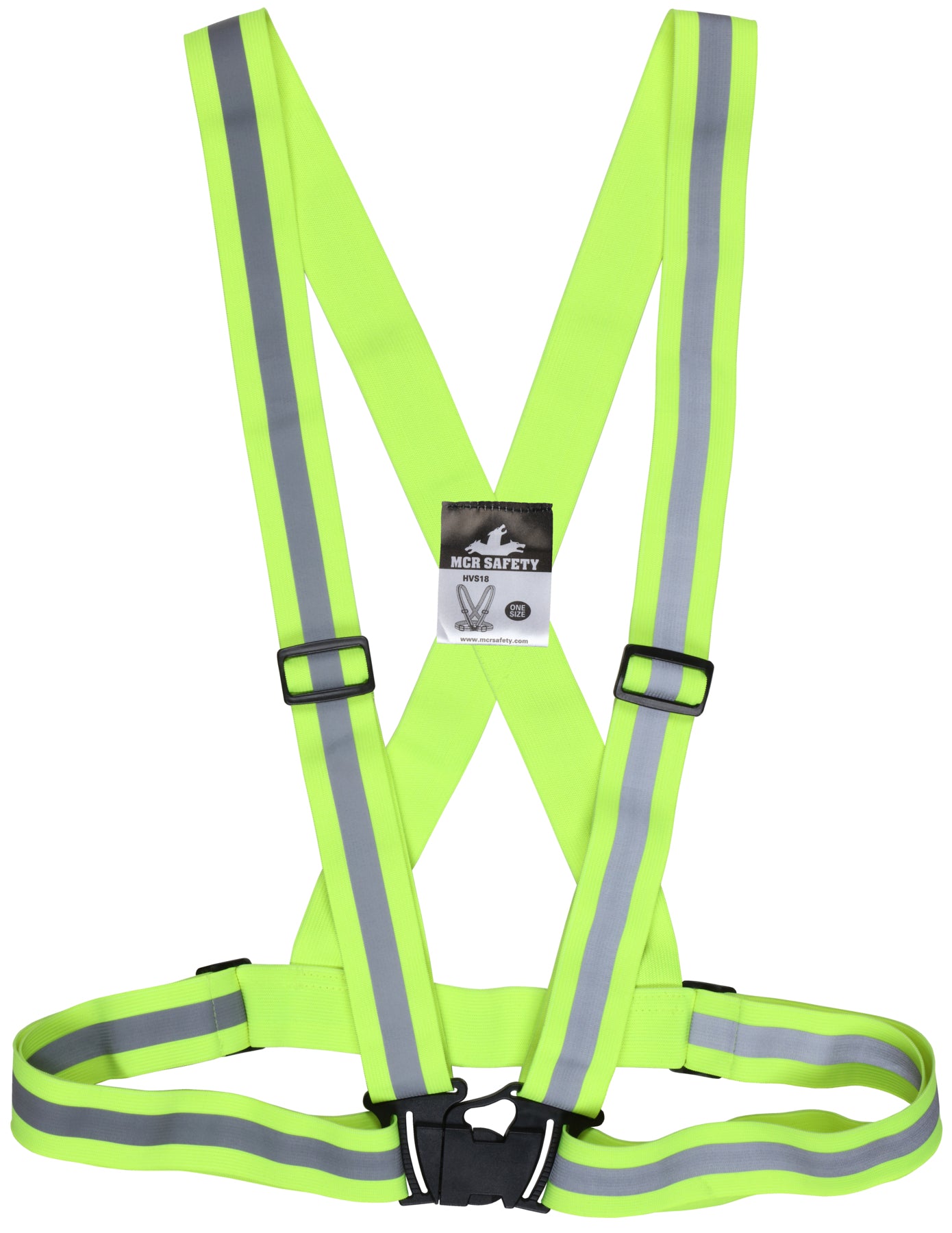 HVS18 HiVis Fluorescent Lime Suspenders, Stretch Silver