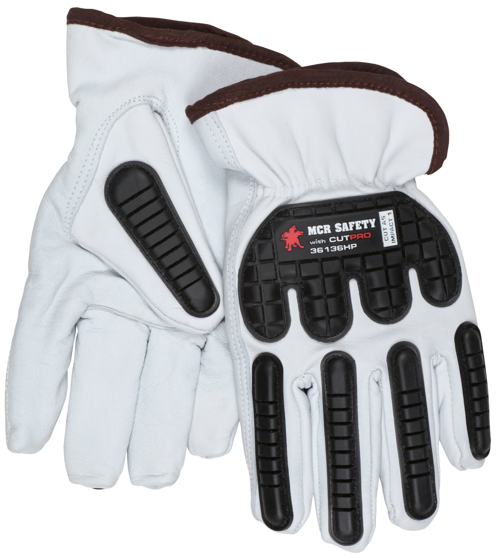 MCR Safety PD2907 Goatskin Leather with Padded Palm Mechanic Glove Impact 1 L