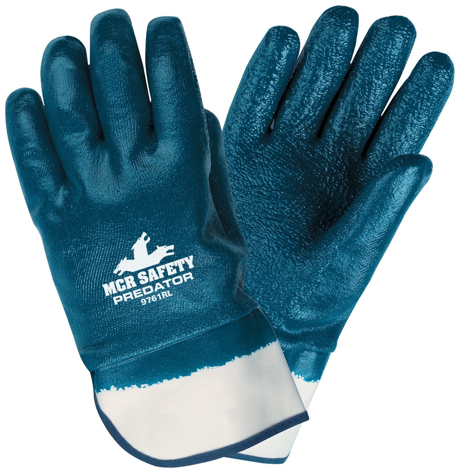MCR Safety Predator 9761R Rough Grip Nitrile Work Gloves – Large, Fully Coated