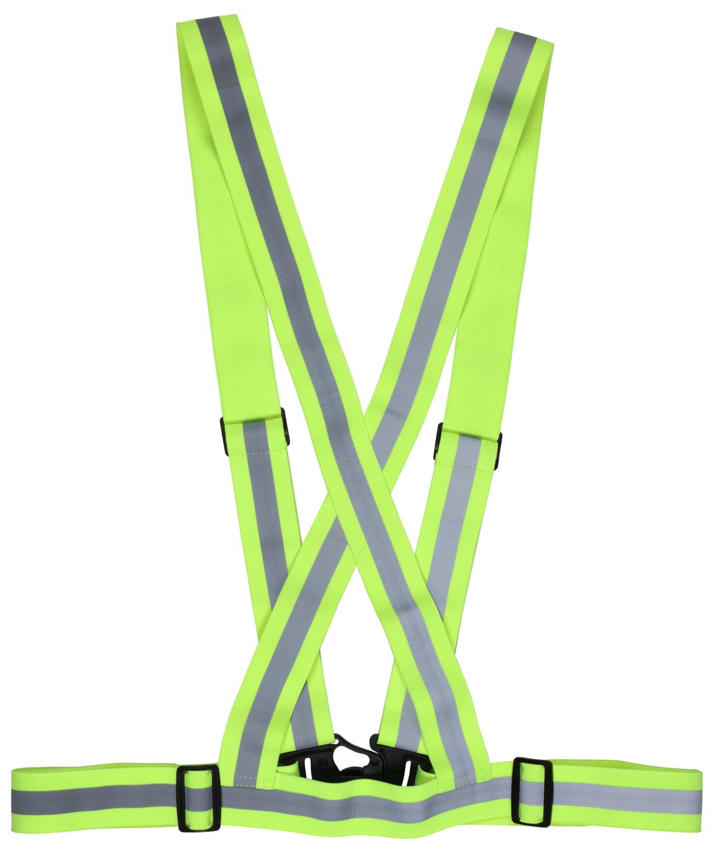 HVS18 - HiVis Fluorescent Lime Suspenders, Stretch Silver Reflective Str