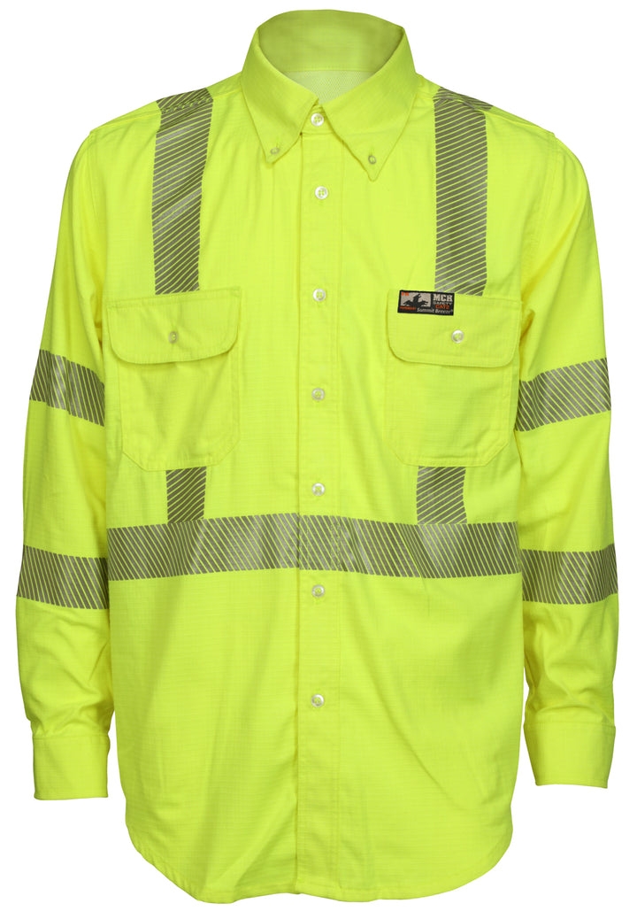 セキュリティ・セーフティ shigeru SBS1027 - Summit Breeze® 5.5 oz FR Work Shirt Lime – MCR Safety's