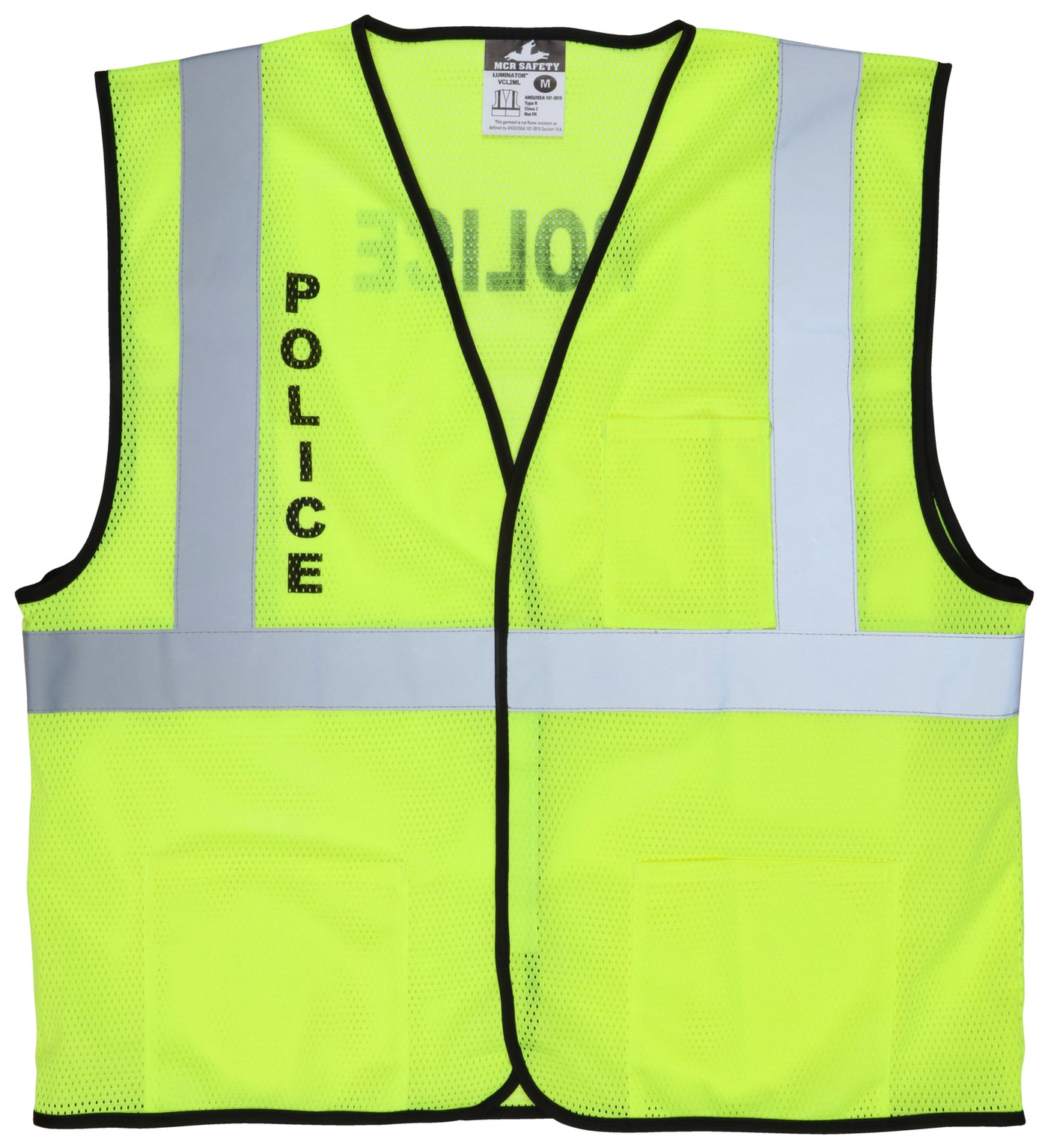 VCL2MLPLC - Hi Vis Reflective Lime Safety Vest Police
